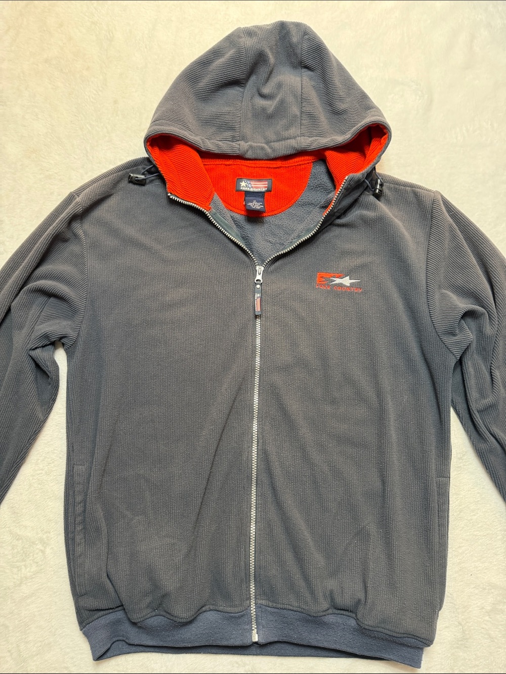 Free Country Gray Jacket with Orange Hood Lining